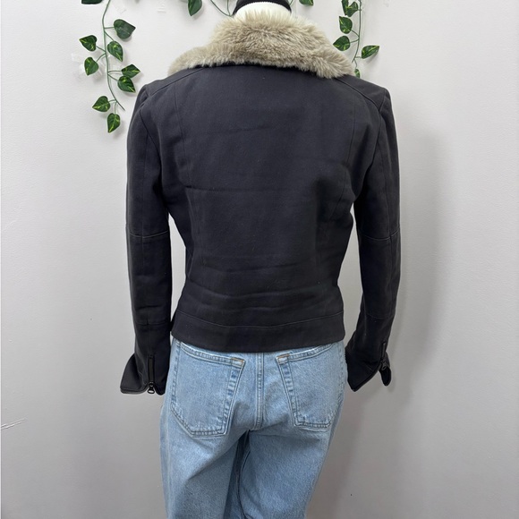 Club Monaco Black Jacket with Cream Faux Fur Collar - Picture 6 of 9